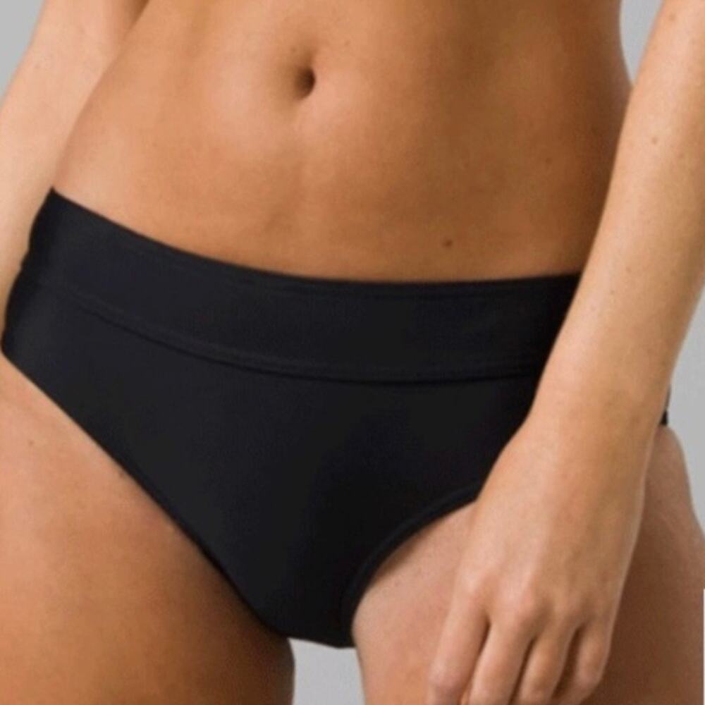NWT prAna Ramba Black Swim Bikini Bottoms XS Low Rise Moderate Coverage Athletic